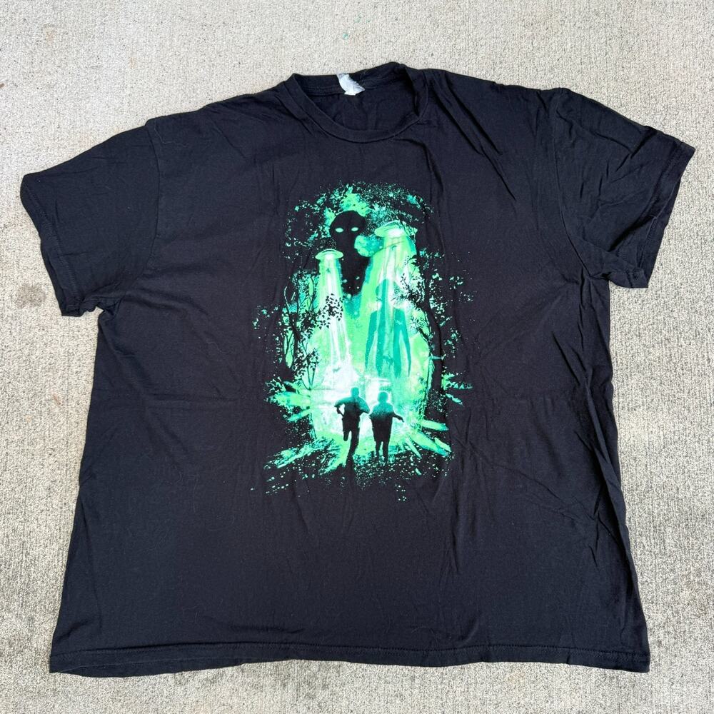 Alien UFO Shirt XLBlack Neon Green Paranormal Sci Fi Invasion Abduction